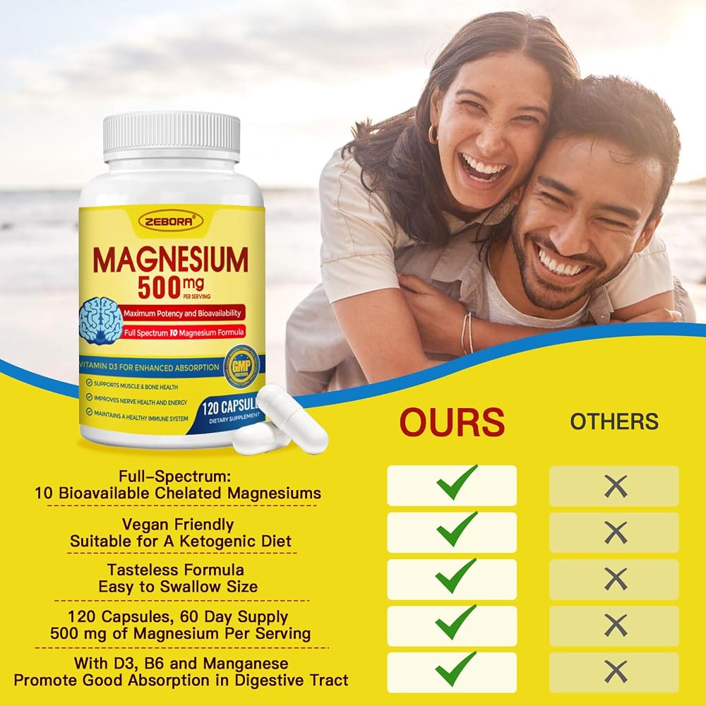 ZEBORA Magnesium Complex 10-in-1 500 mg - 120 Capsules - image 7