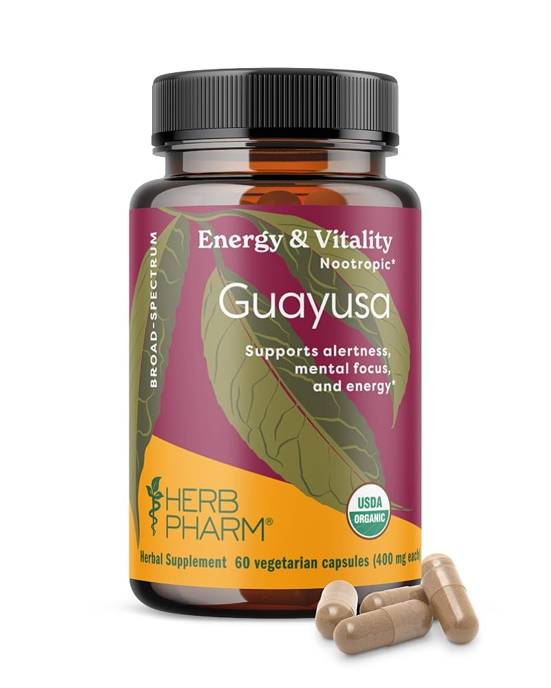 Herb Pharm Guayusa Capsules Nootropic Brain Support - 60 Vegan Capsules