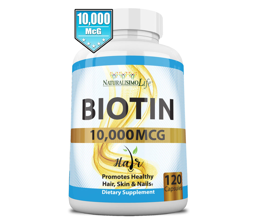 NaturalisimoLife Biotin 10,000 mcg High Potency - 120 Capsules - image 4