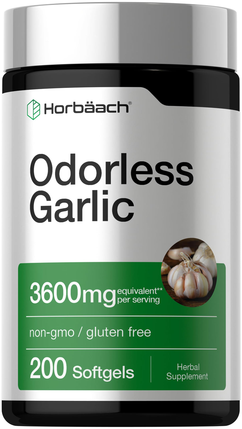 Horbäach Odorless Garlic Softgel Supplement - 200 Softgels