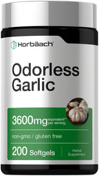 Horbäach Odorless Garlic Softgel Supplement - 200 Softgels