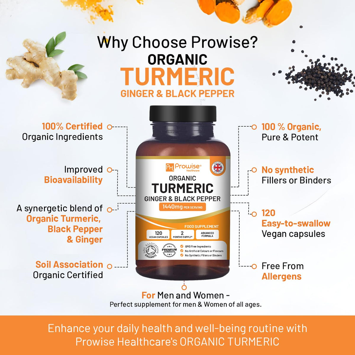 PH PROWISE Healthcare Turmeric Curcumin 1440mg with Black Pepper & Ginger - image 2