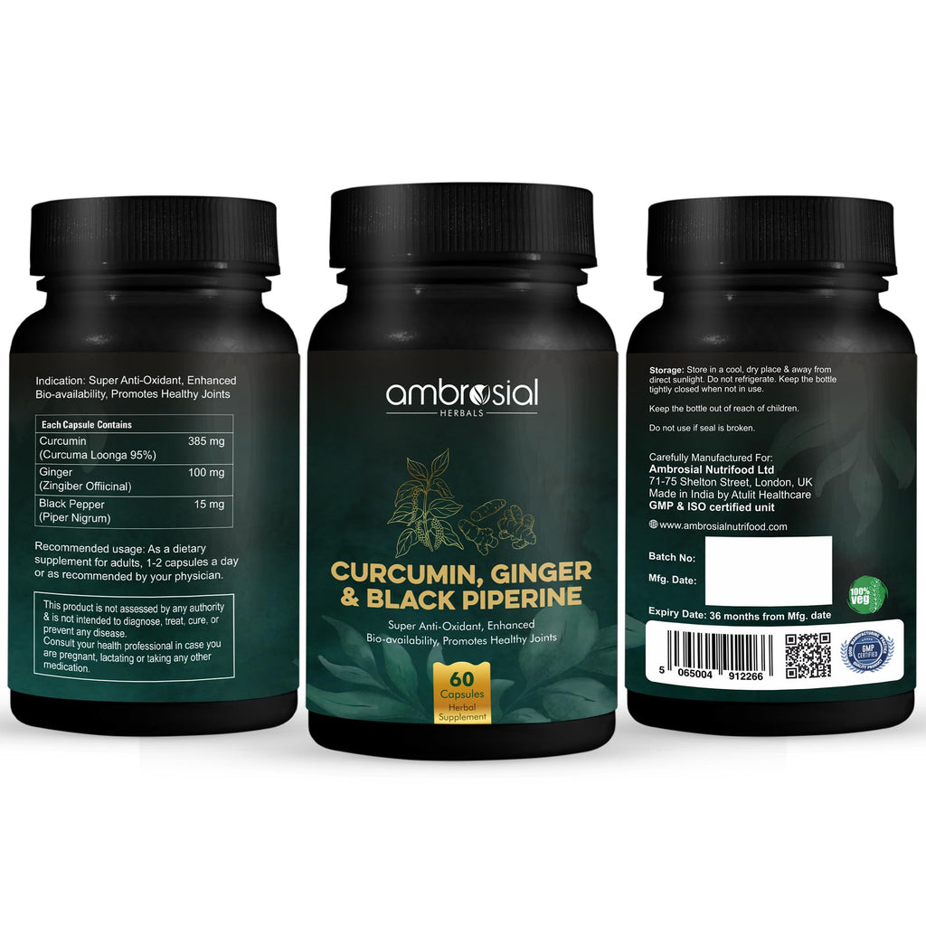 AMBROSIAL Curcumin with Piperine and Ginger - 60 Capsules - image 7