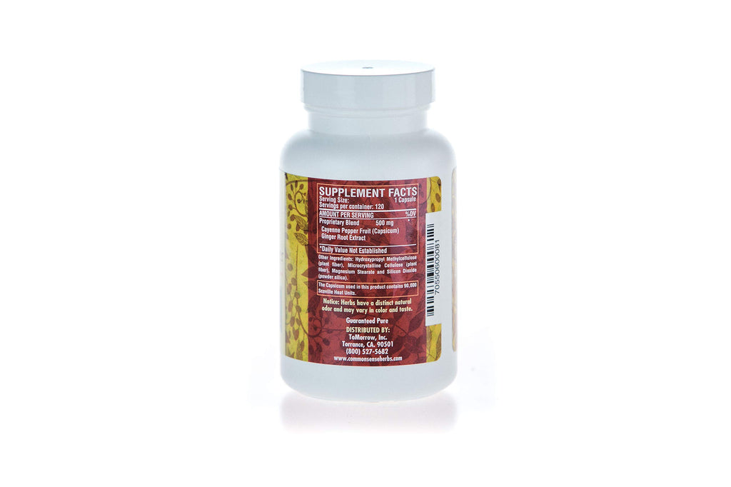 Common Sense Herbal Products Capsicum/Ginger Herbal Supplement - 120 Capsules - image 2