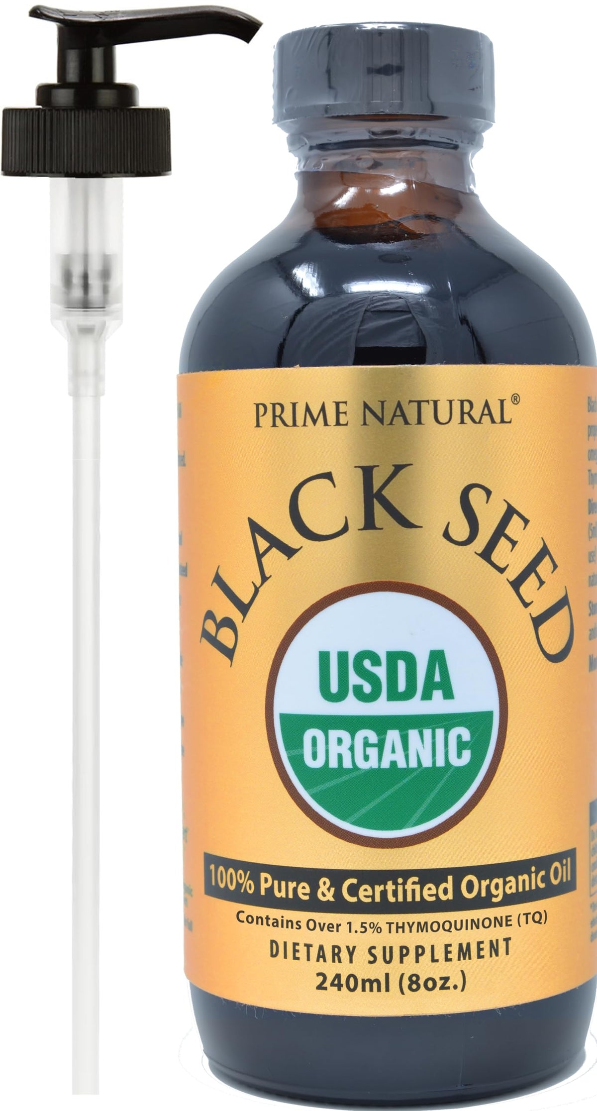 PRIME NATURAL Organic Black Seed Oil - Cold Pressed Unrefined High