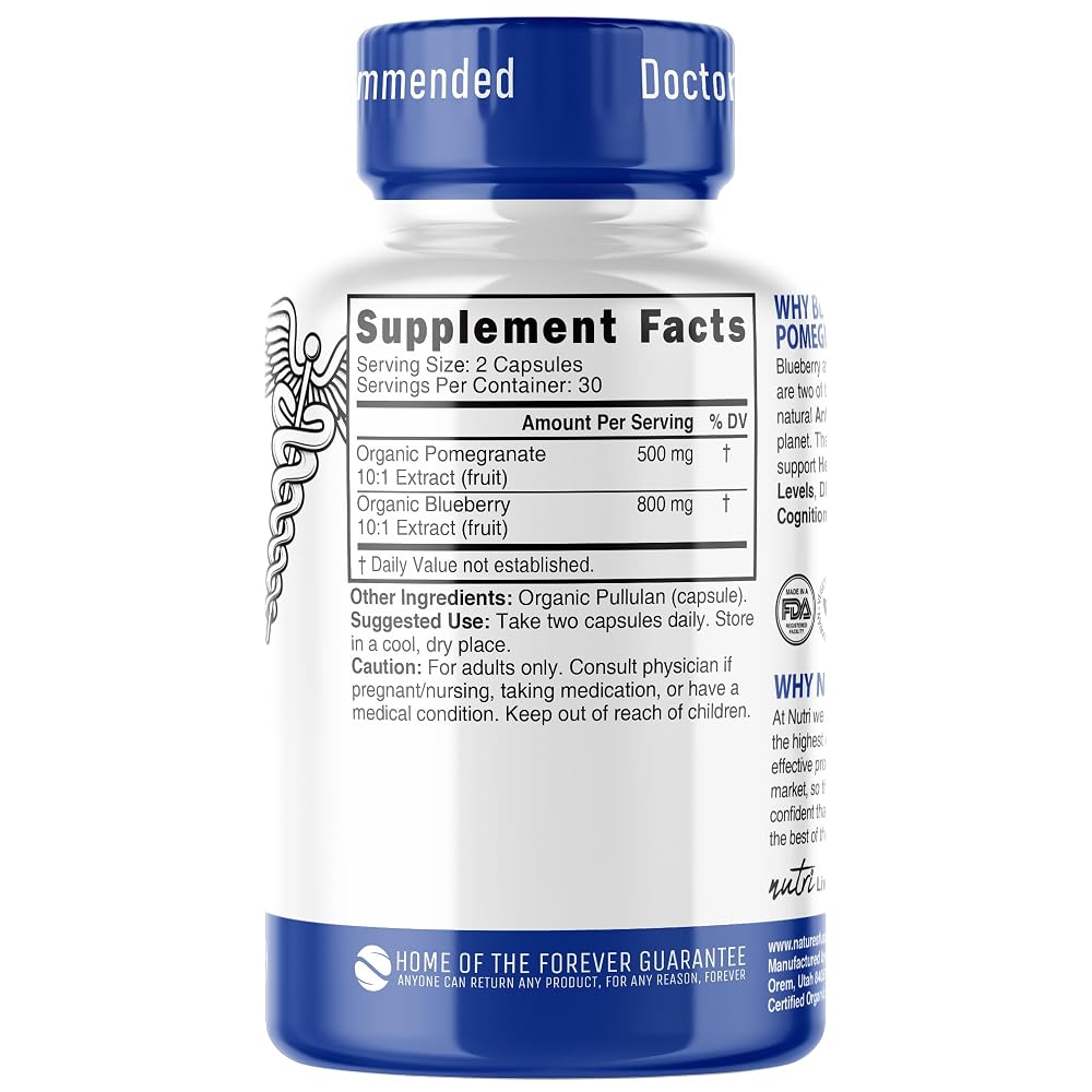 Nature's Fusions Blueberry Pomegranate 1300mg Organic - 60 Capsules - image 2