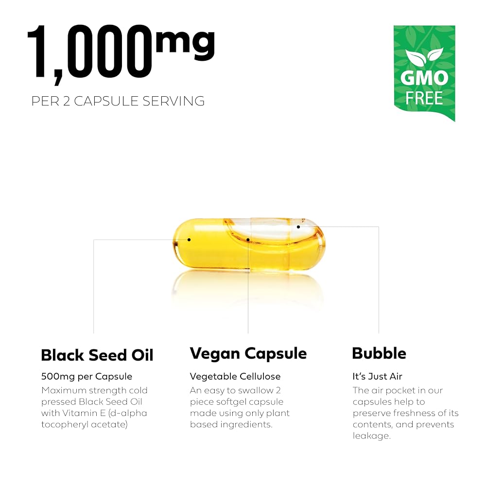 Better Place Organics Black Seed Oil 500mg - 120 Capsules - image 3