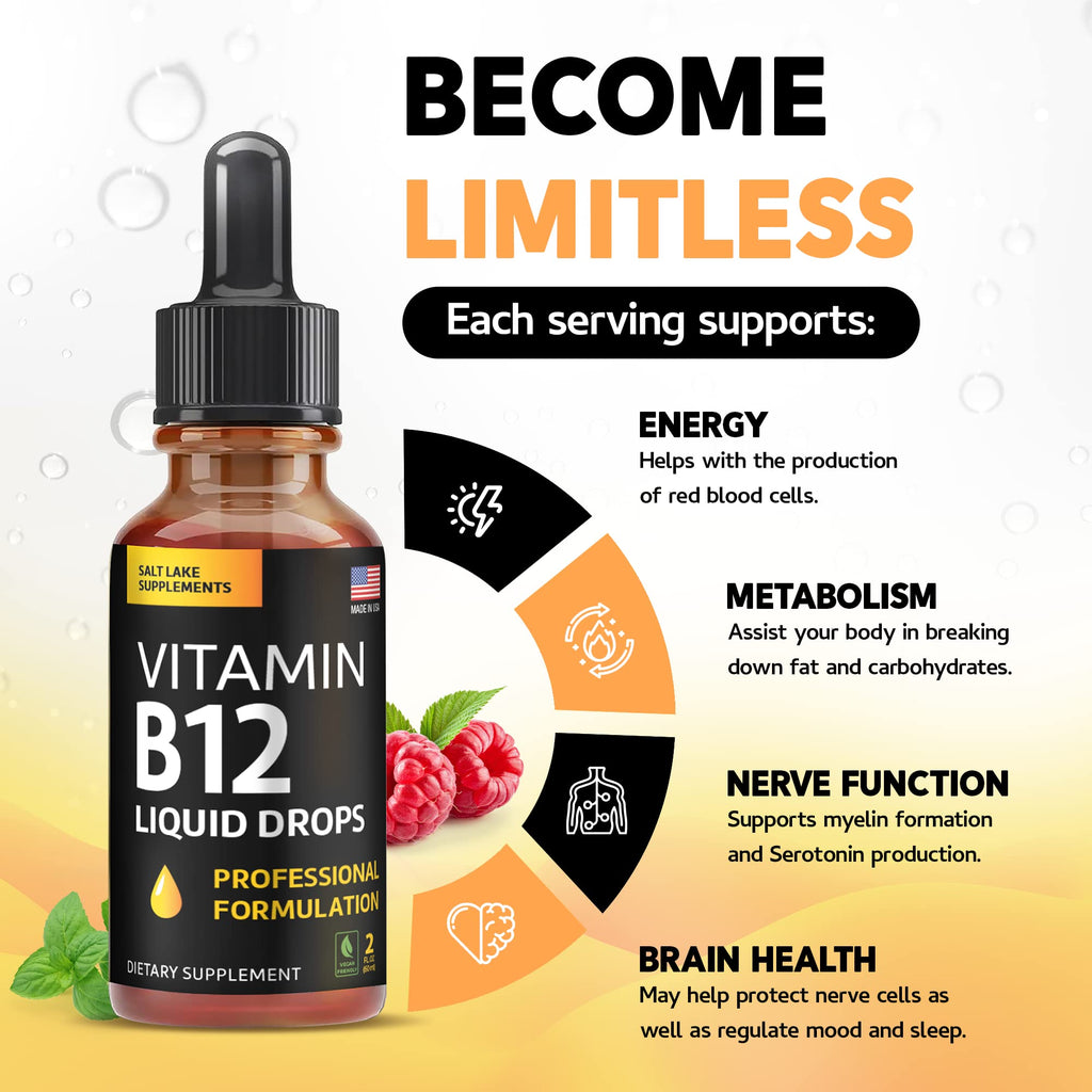 Salt Lake Supplements Vitamin B12 Liquid Drops 5000 mcg - 60 Servings - image 3