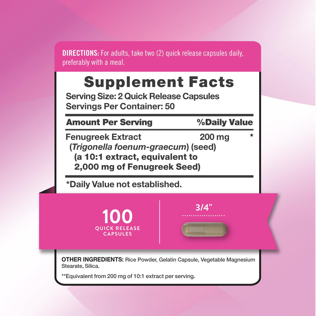 Nature's Truth Fenugreek Seed Capsules for Women - 100 Count - image 2