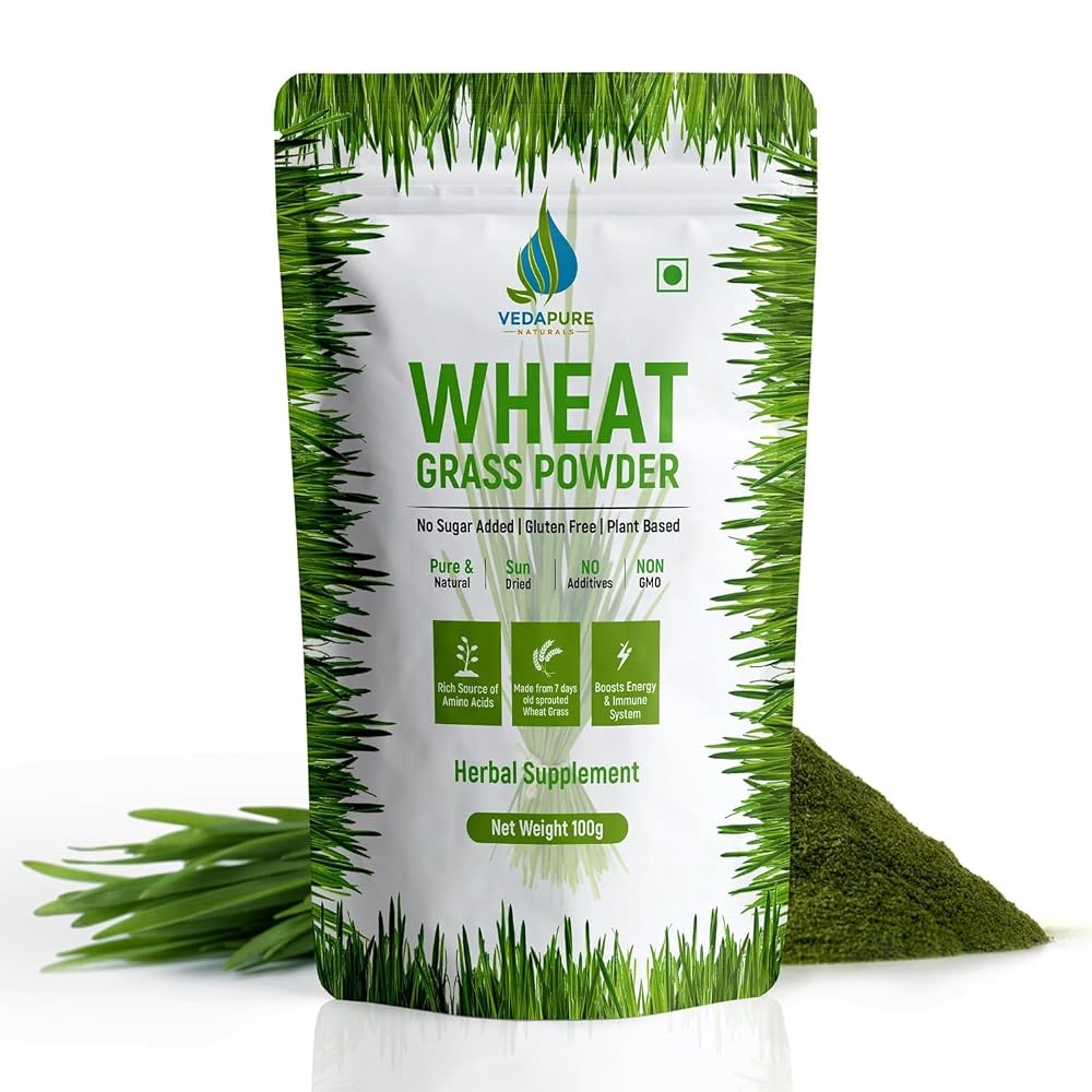 VEDAPURE Organic Wheat Grass Powder 100% Whole-Leaf - 3.5 oz