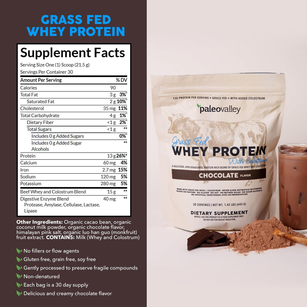 Paleovalley 100% Grassfed Whey Protein Powder with Colostrum