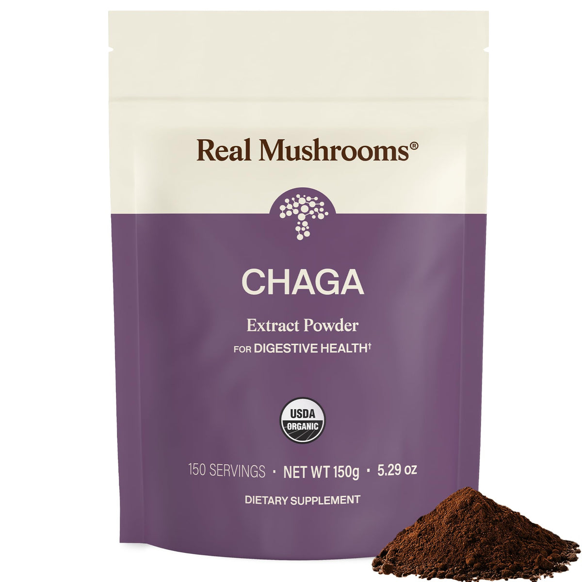 Real Mushrooms Organic Chaga Powder - 150 Servings