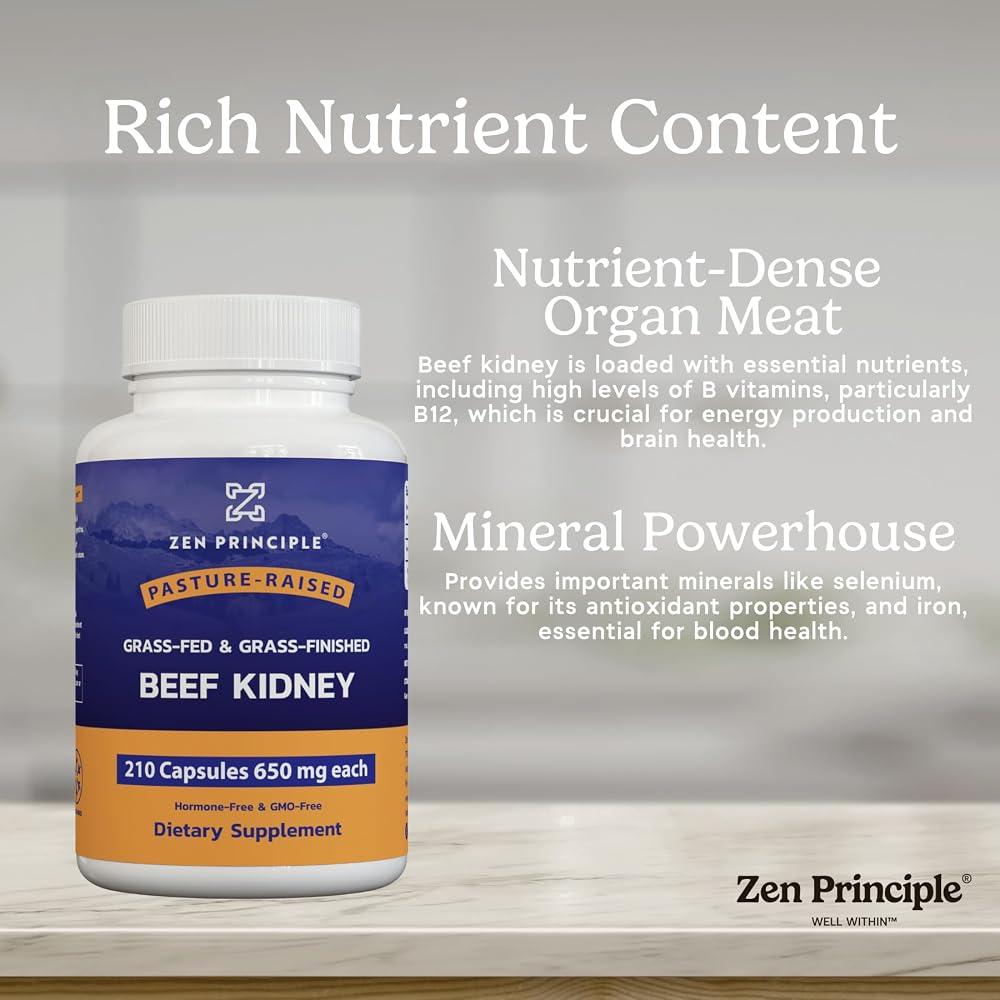 Zen Principle Grass Fed Beef Kidney Supplement - 420 Capsules - image 5