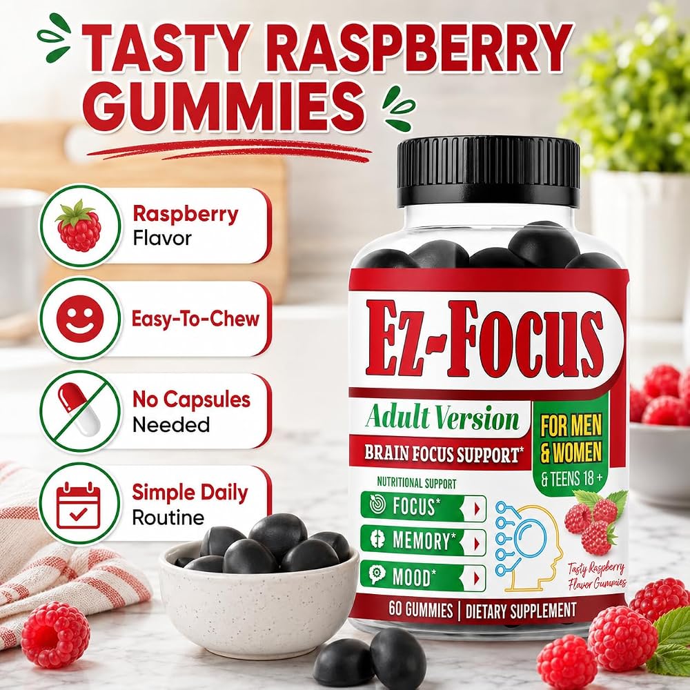 Ez-Focus Lion's Mane Mushroom Gummies for Focus & Memory - 60 Gummies - image 6