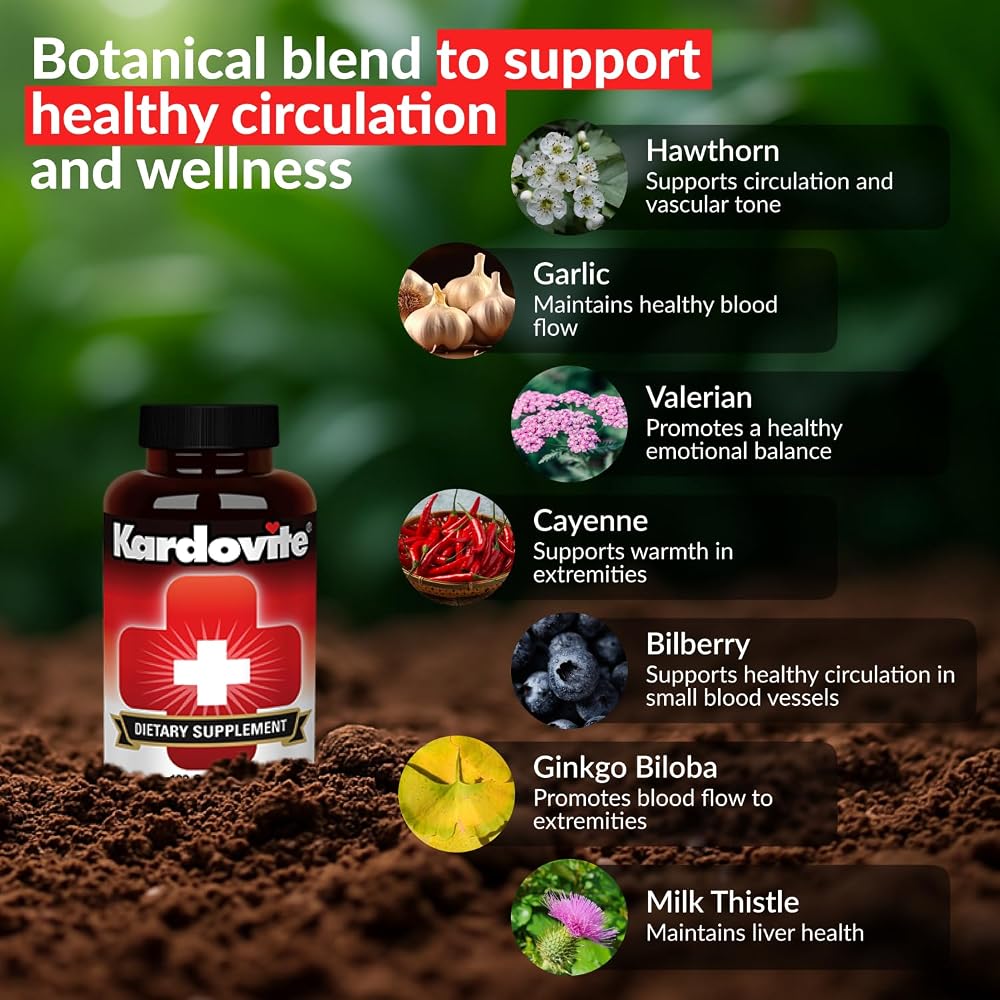 Kardovite Herbal Circulation Support Capsules - 180 Count - image 2