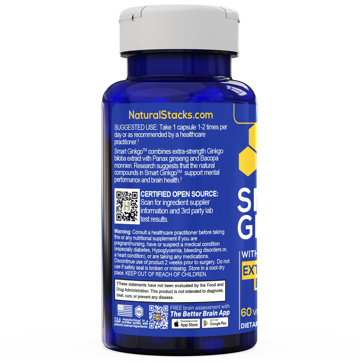Natural Stacks Smart Ginkgo Biloba 125mg - 60 Capsules - image 5