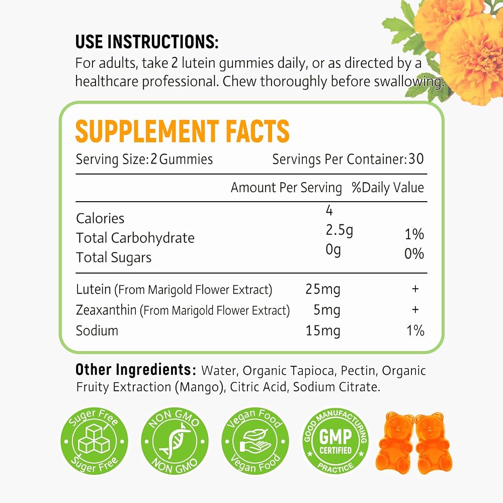 Zetelixia Sugar Free Lutein and Zeaxanthin Gummies
