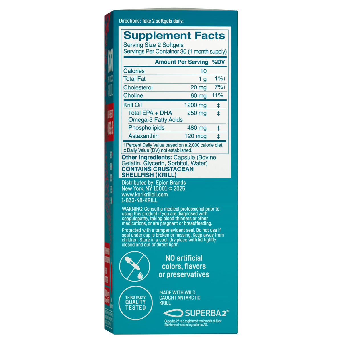 Kori Krill Omega-3 Supplement, 600 mg