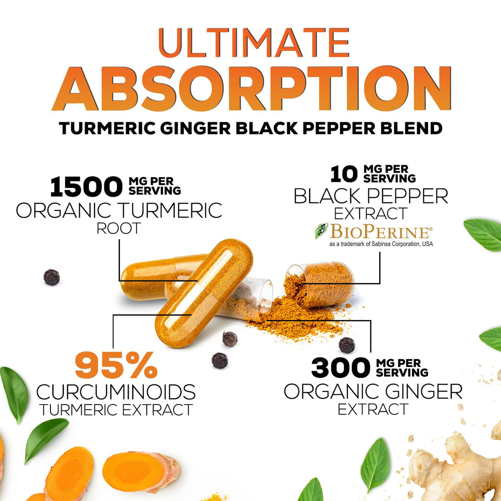 Nature's Nutrition Turmeric Curcumin Supplement - 95% Curcuminoids