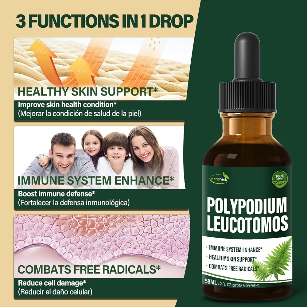 Verdeherb Polypodium leucotomos Immune Support Drops - 2 Fl Oz - image 5