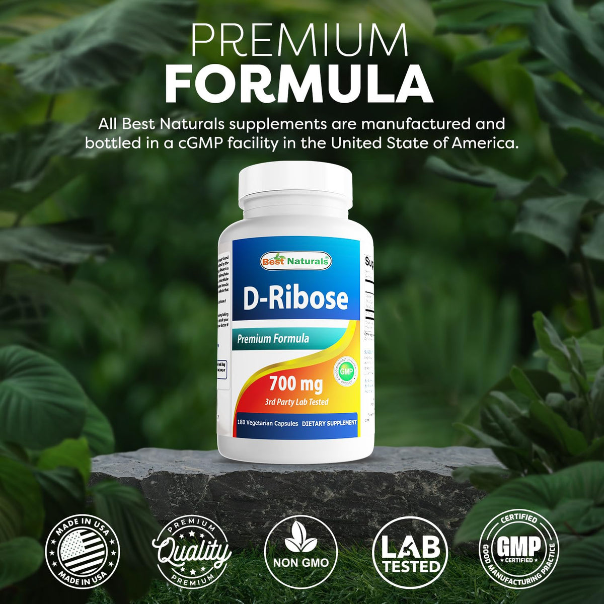Best Naturals D-Ribose 700mg Energy Support - 180 Vegetarian Capsules - image 5