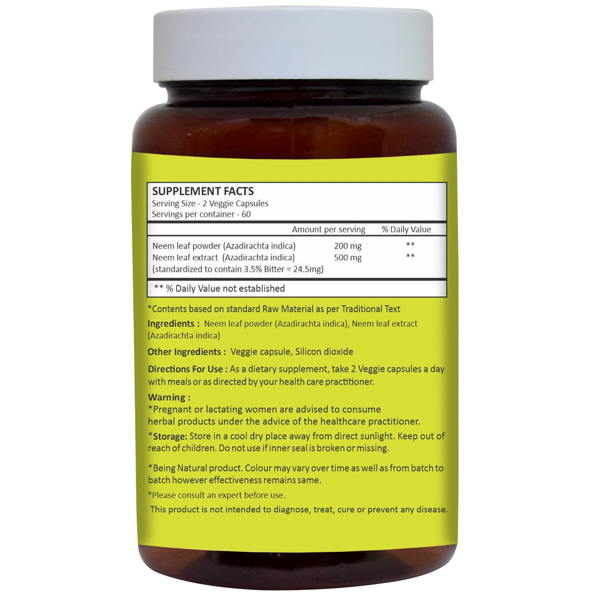 HERBAL HILLS Neem Capsules - 120 Vegetarian Capsules - image 2