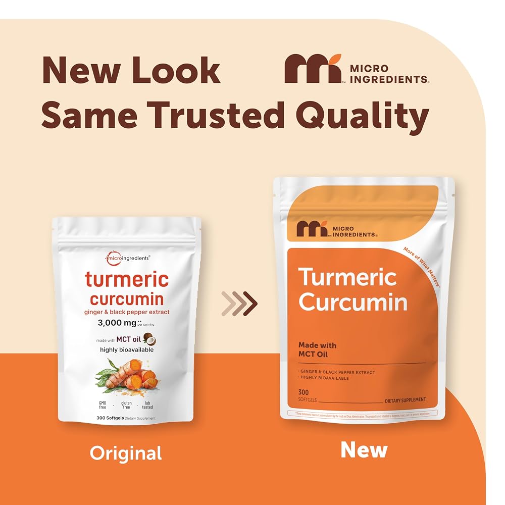 Micro Ingredients Turmeric Curcumin with Black Pepper & Ginger - 300 Softgels - image 2