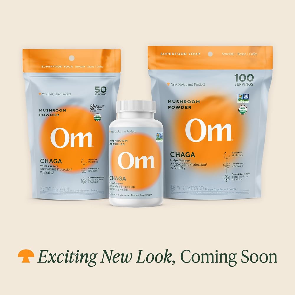 OM Mushroom Superfood Chaga Mushroom Capsules Immune Support - 90 Count - image 2