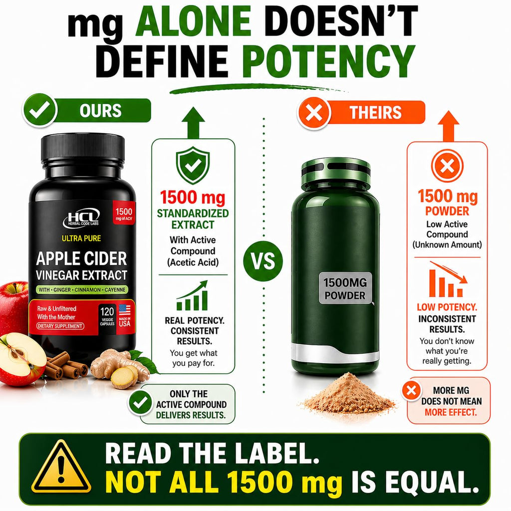 HCL Herbal Code Labs Apple Cider Vinegar 1500 mg - 120 Capsules - image 8