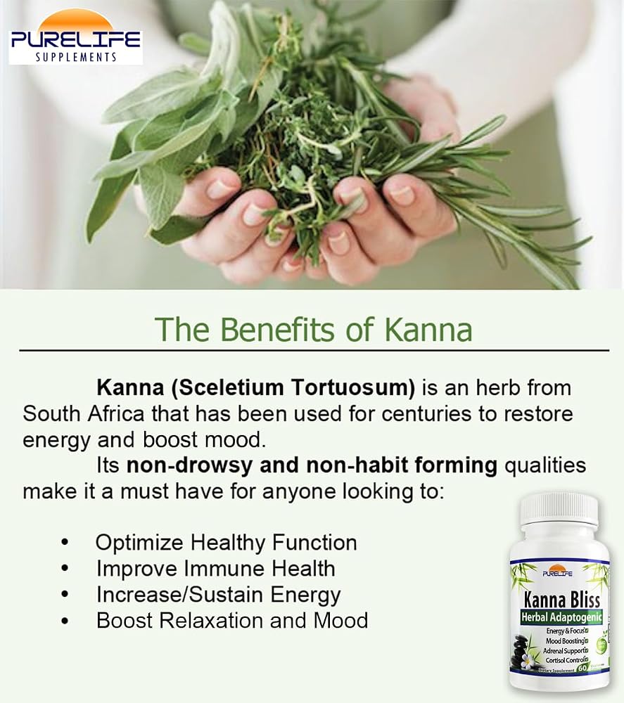 PureLife Supplements Kanna Bliss Herbal Adaptogenic - 60 Vegetarian Capsules - image 4