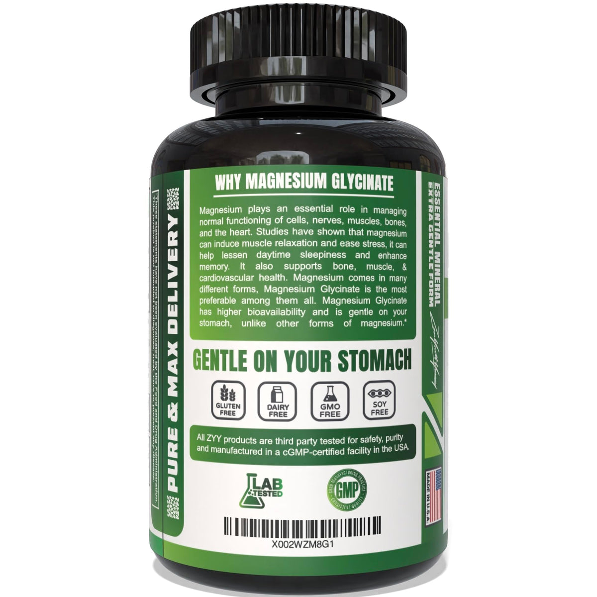 ZYY Pure Magnesium Glycinate 1000mg for Sleep - 180 Capsules - image 3