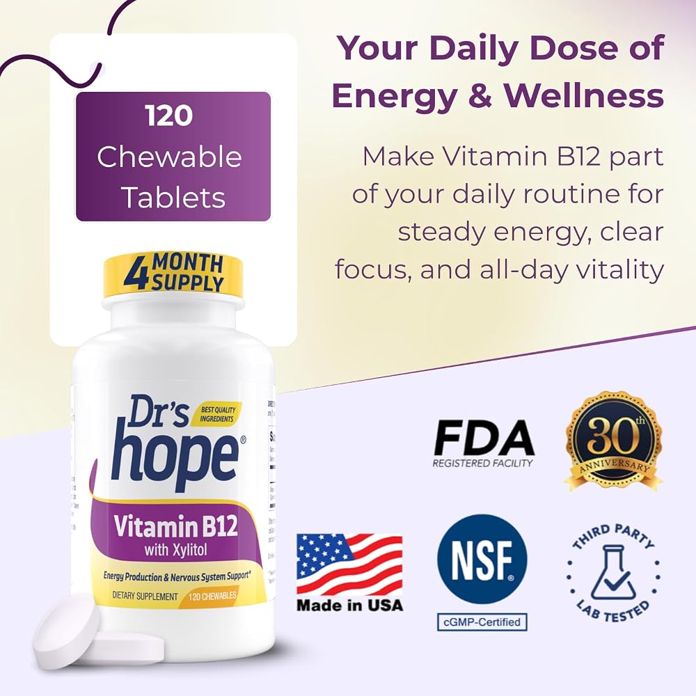 Dr's Hope Vitamin B12 1000mcg Energy & Metabolism Support - 120 Tablets - image 4