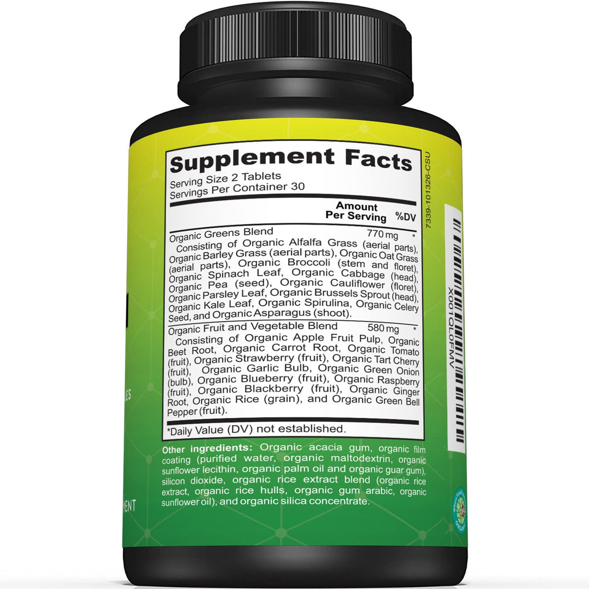 Sunergetic Premium USDA Organic Greens Superfood Tablets - 60 Tablets - image 2