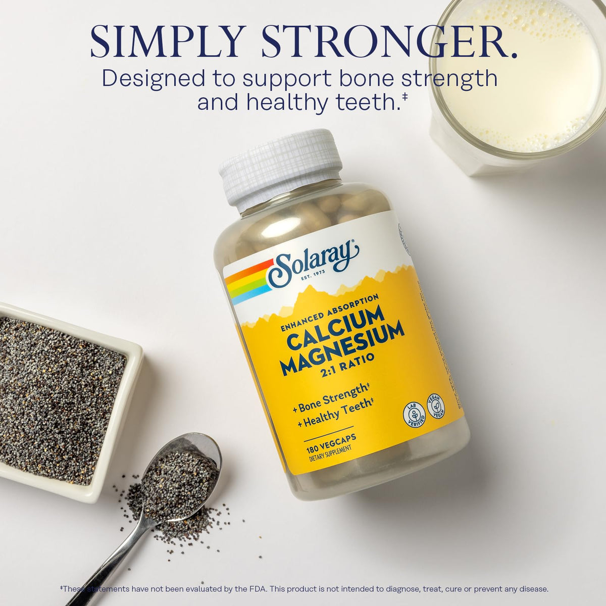 SOLARAY Capsule Calcium Magnesium Bone Strength,Healthy Teeth Vegan