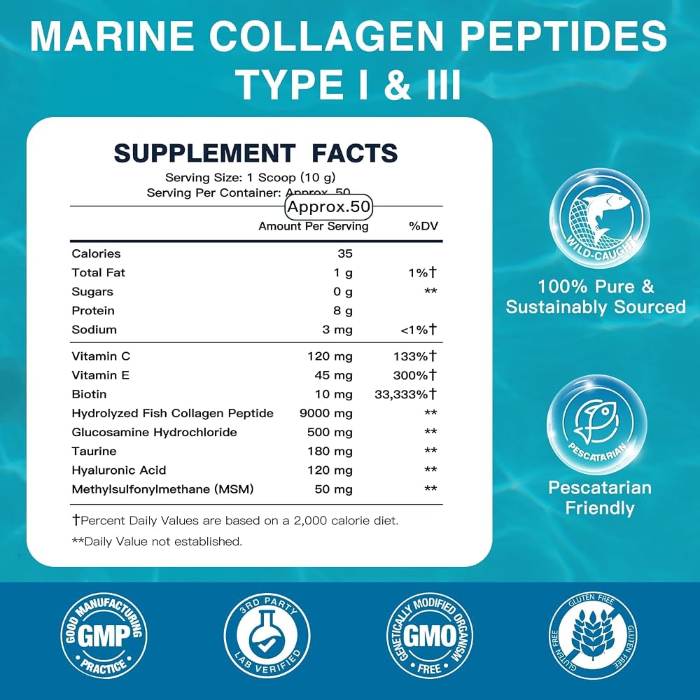 DRFOSTER Marine Collagen Peptides Powder Type I & III - 50 Servings - image 2