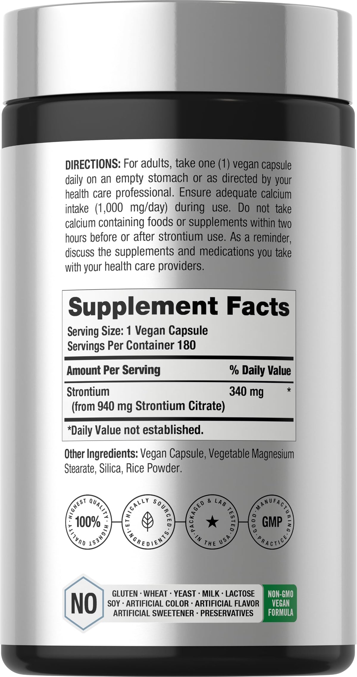 Horbäach Strontium Citrate 940 mg - 180 Capsules - image 2