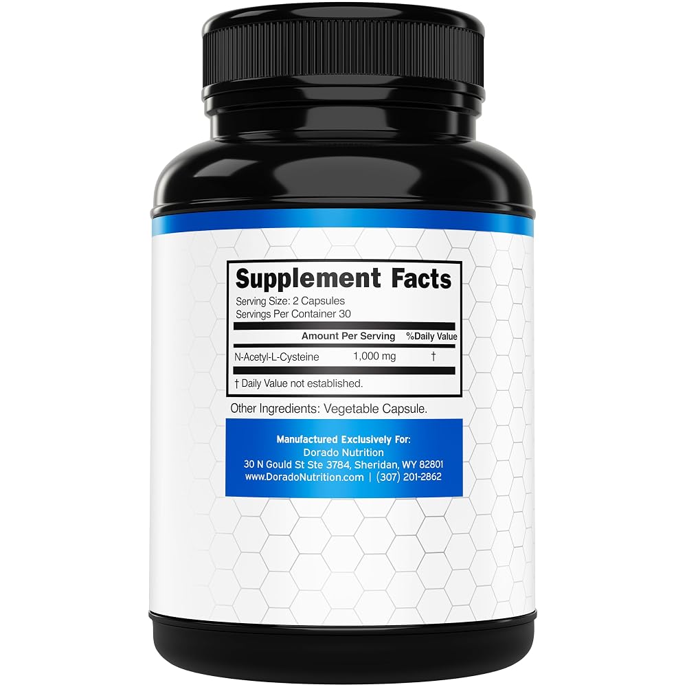DORADO NUTRITION NAC N-Acetyl Cysteine 1000mg - 60 Vegan Capsules - image 2
