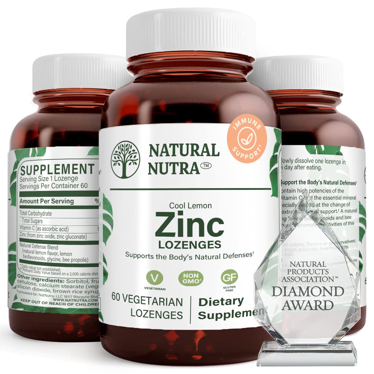 Natural Nutra Zinc Lozenges with Vitamin C, Lemon - 60 Vegetarian