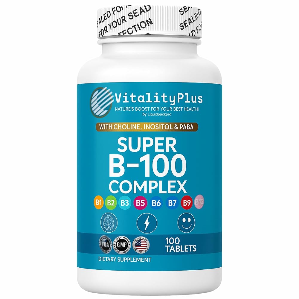LIQUIDPACKPRO Super B-100 Complex Vitamin B Tablets - 100 Count