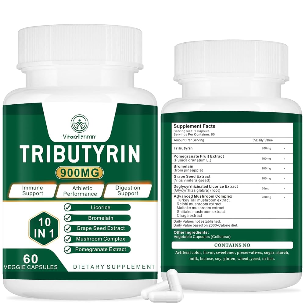 VITACRLLYNMN Tributyrin Supplement Gut Barrier Support - 60 Capsules
