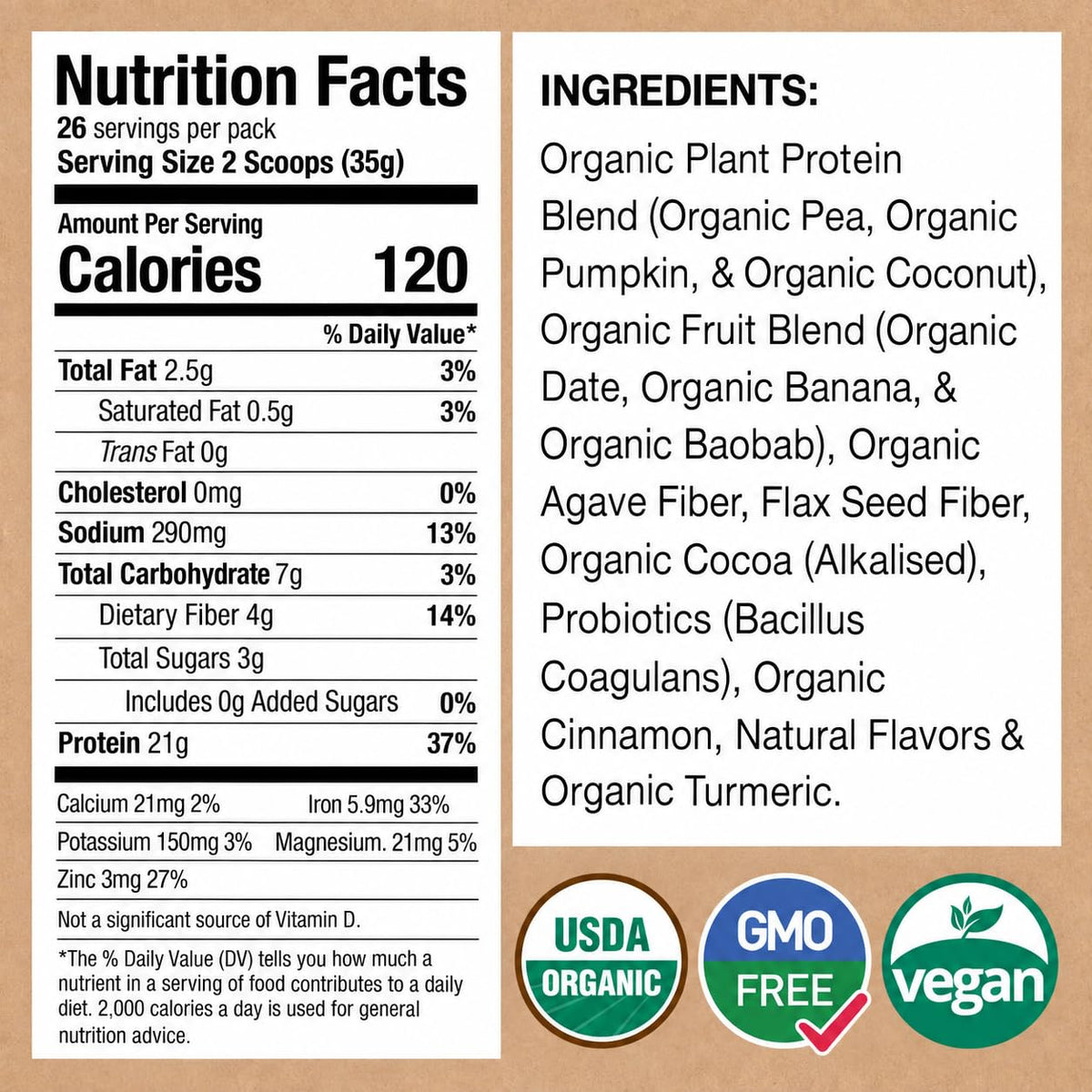 EarthChimp Organic Plant Based Protein Powder Plain & Unsweetened - 2 lb - image 3