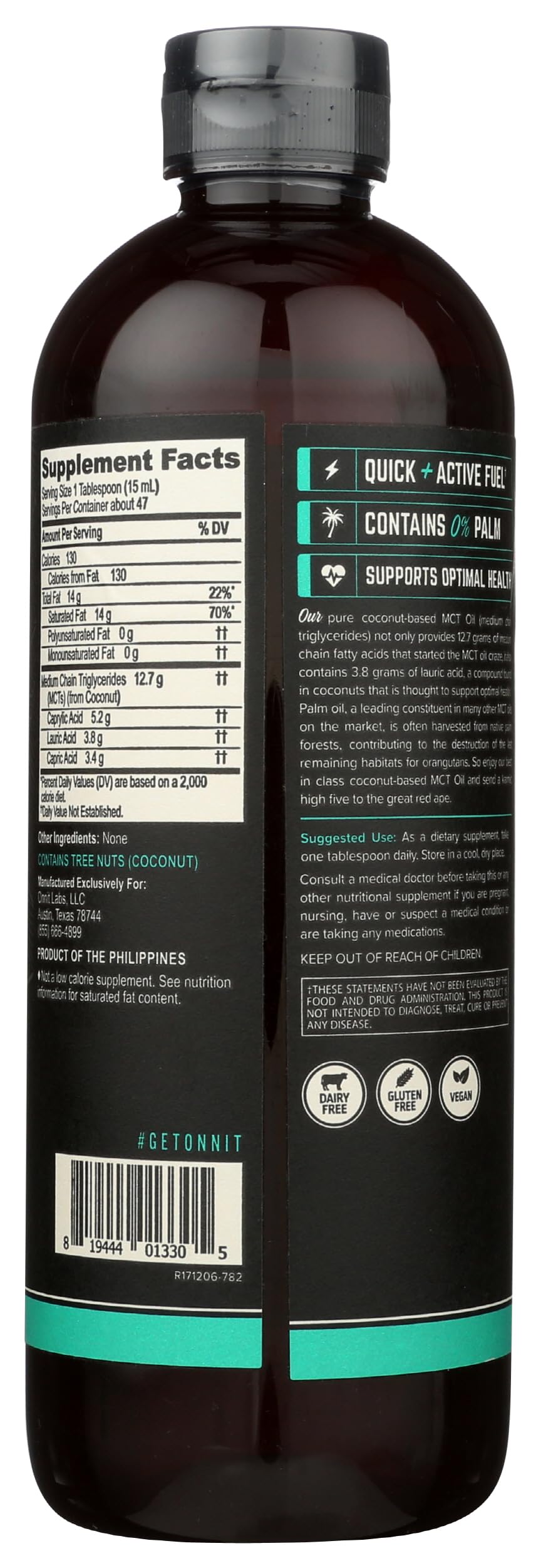 Onnit MCT Oil Pure Coconut for Ketogenic Diet - 24 Fl Oz - image 2