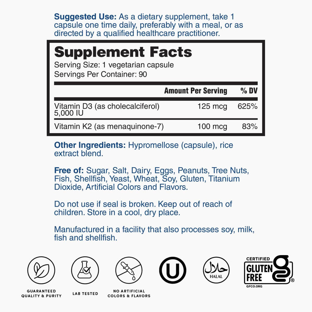 Nature's Lab Vitamin D3 Plus with K2 - 90 Capsules - image 5