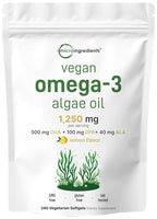 Micro Ingredients Vegan Omega 3 Algae Oil - 240 Softgels