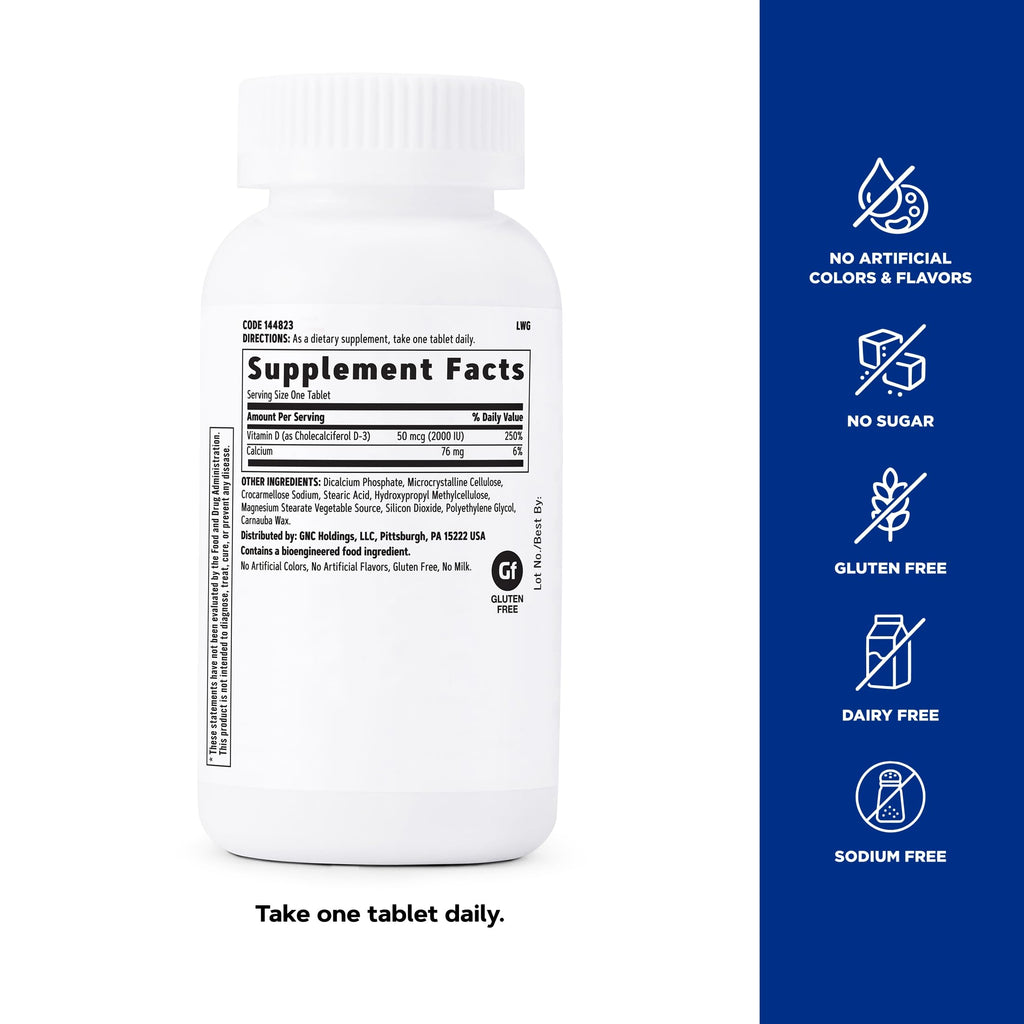 GNC Vitamin D-3 2000 IU for Healthy Bones - 180 Tablets - image 5