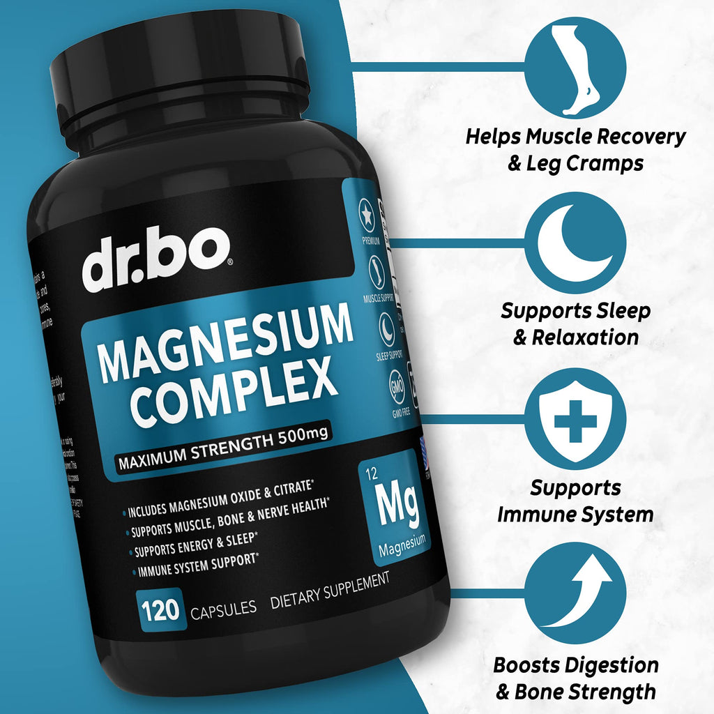 DR. BO Magnesium Complex Supplement 500mg - 120 Capsules - image 2