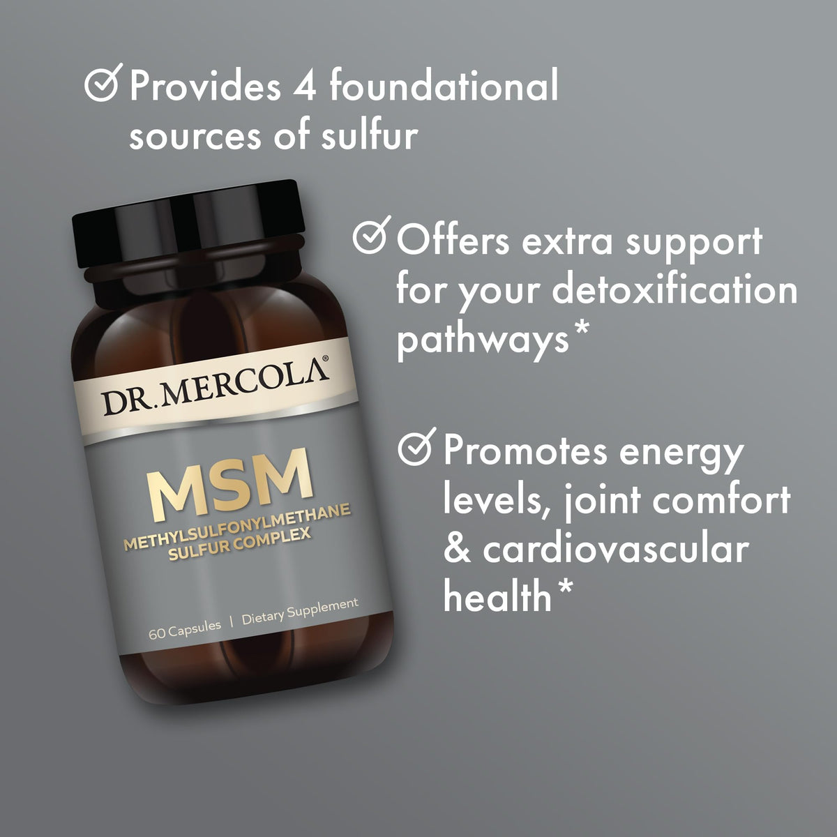 Dr. Mercola OptiMSM Sulfur Complex - 60 Capsules - image 4