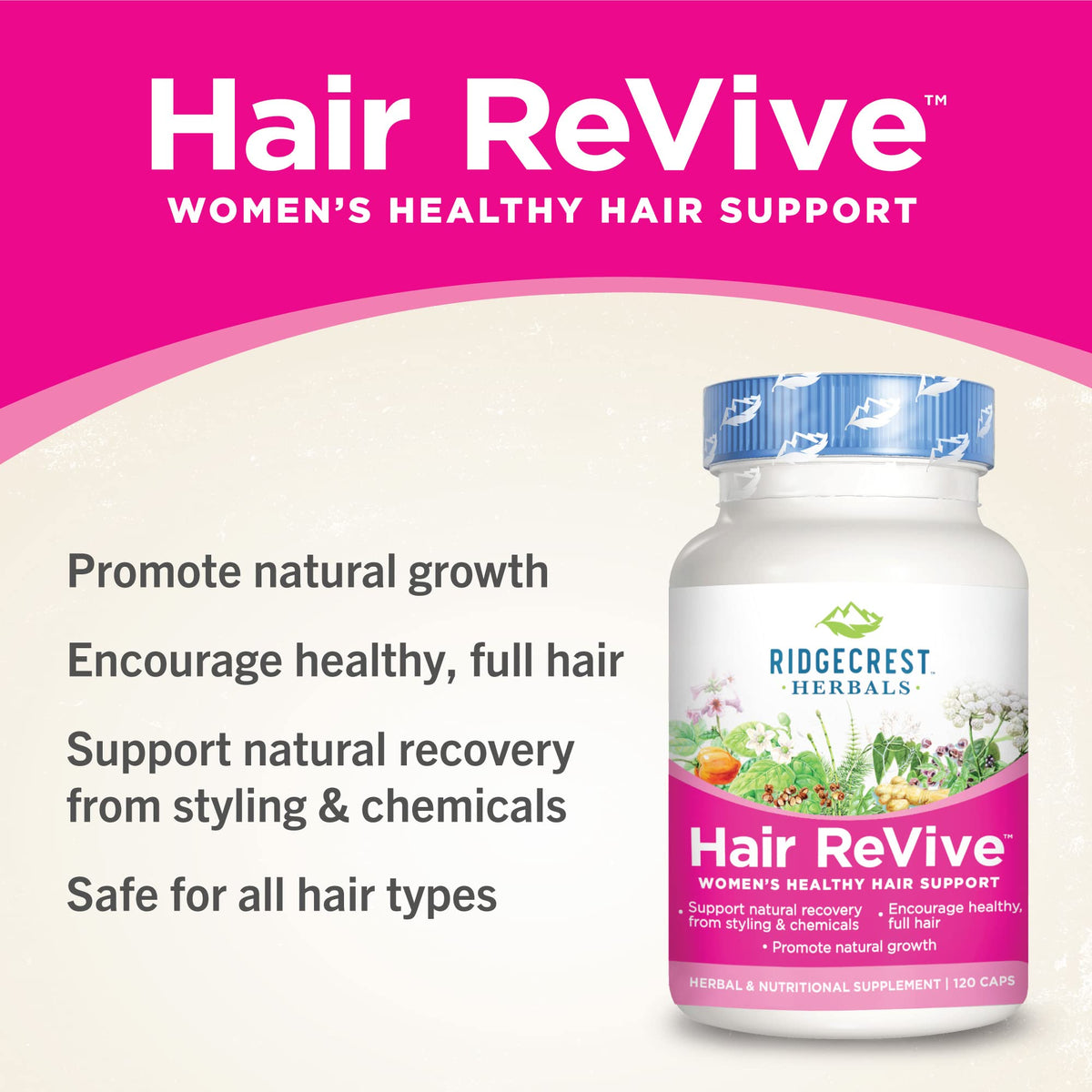 RidgeCrest Herbals Hair ReVive Supplement with Biotin 6000mcg - 120 Capsules - image 3