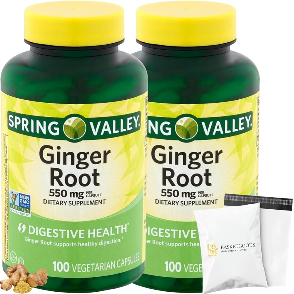 Spring Valley Ginger Root 550mg Digestive Health - 100 Vegetarian Capsules