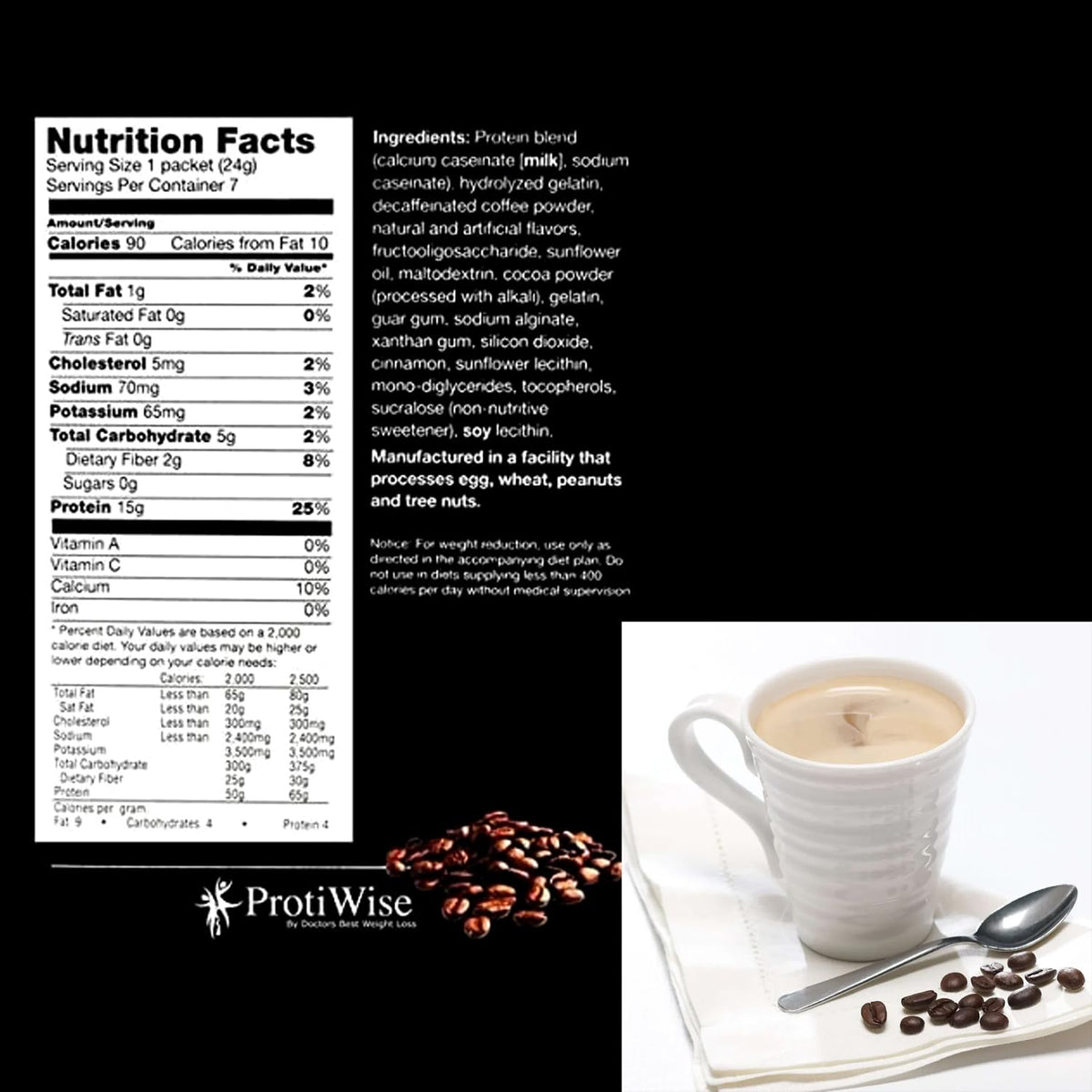 ProtiWise Cappuccino High Protein Diet Drink Mix - 7 Pack - image 2